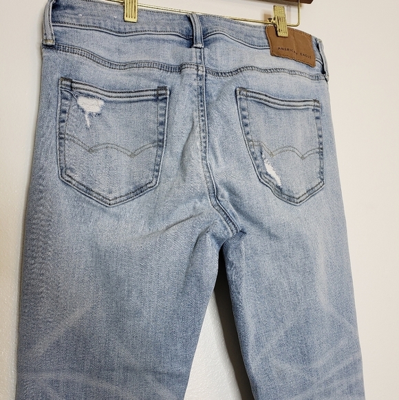 American Eagle Outfitters Next Level Distressed Skinny Jeans Light Blue Denim - Picture 11 of 13